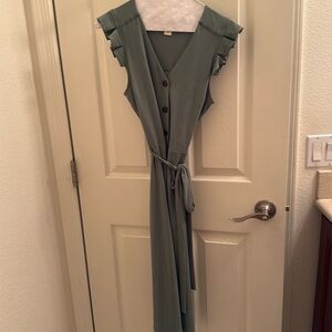 Sage green dress.